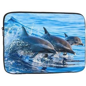 Ocean Animal Funny Dolphin Laptop Sleeve Bag voor Vrouwen, Schokbestendige Beschermende Laptop Case 10-17 inch, Lichtgewicht Computer Cover Bag, ipad case