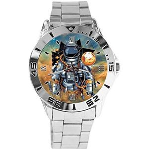 Galaxy Robort Design Analoog Polshorloge Quartz Zilveren Wijzerplaat Klassieke Roestvrij Stalen Band Dames Heren Horloge