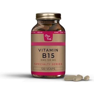 Cleanfoods Vitamine B15 125 mg 120 veganistische capsules, dimethylglycine DMG B 15, gemaakt in de EU