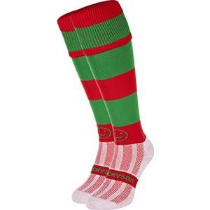 WackySox Hoepel Rugby Sokken, Hockey Sokken, Sport Sokken, Rood/Groen, Medium