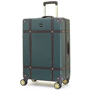 Rock Vintage koffer retro 8 wiel spinner bagage, Emerald Groen, M