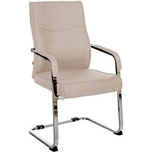 CLP Hobart Cantileverstoel, bezoekersstoel, stoffen of kunstleer, chromen frame en gevoerde armleuningen, ergonomische schommelstoel, kleur: taupe, materiaal: stof
