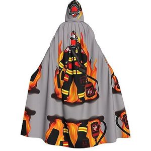 OdDdot heksenmantel, brandweerman brandweerman print capuchon mantel voor vrouwen, volwassen Halloween kostuums cape, heks cosplay cape