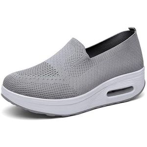 Dfcdcoo Orthopedische Sneakers voor dames, orthopedische sneakers voor dames, luchtkussen instappers wandelschoenen Platform Mesh Sneaker Sandalen (grijs-A,37)