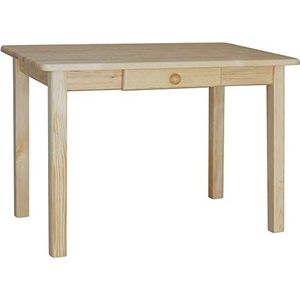 Massief Grenen Eettafel Wit Honing Met Lade - Keukentafel 60 X 100 Cm Alder