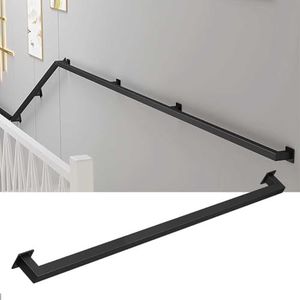 Muurbeugel, smeedijzeren trapleuning for binnen en buiten, muurbeugel 30 cm - 600 cm, zwart (2,8 m)(9ft/2.7m)