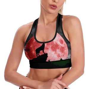 Bloed Rode Maan Wolf Ademend Sport BH's voor Vrouwen Draadloze Workout Yoga Vest Ondergoed Racerback Crop Tank Top L