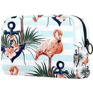 Flamingo kokosnoot boom op de rivier silhouet cosmetische tas make-up opbergtas toilettas organizer etui handtas