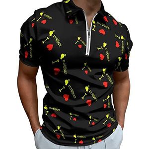 I Love Chicken Nuggets Poloshirts met halve rits voor mannen, slim fit T-shirt met korte mouwen, sneldrogend, golftops T-shirts, XS