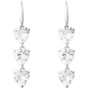Stroili Claire 9Kt White Gold women's pendant heart earrings 1429363 with white zircon