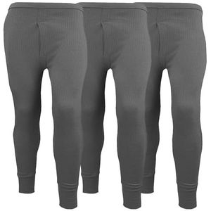 Set van 3 thermische onderbroeken voor heren, lange onderbroek, onderlaag, extreem warm geborsteld aan de binnenkant, ultrazachte broek, leggingsbroek, houtskool, L