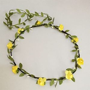 Kunstmatige kerstkrans eenvoudige bloem kroon hoofdbanden slinger tiara meisjes vrouwen haarbanden hoofd krans haaraccessoires strand feest bruiloft fotografie (kleur: geel)