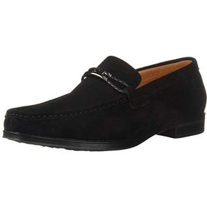 STACY ADAMS Men's Neville Moc-Toe Slip-On Penny Loafer, Black Suede, 14 M US