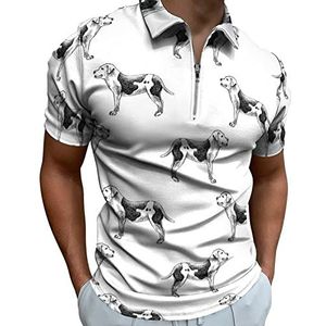 American Bulldogs Poloshirt voor heren, met ritssluiting, casual korte mouwen, golftop, klassieke pasvorm, tennisshirt
