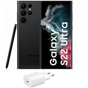 Samsung Galaxy S22 Ultra 5G + oplader, 128 GB, Android smartphone, Phantom, zwart (Spaanse versie)