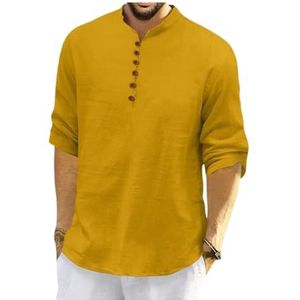 ROYALSCOUT Kurta heren lange mouwen katoen polyester mix regular fit etnische stijl licht dagelijks, goudkleurig, S