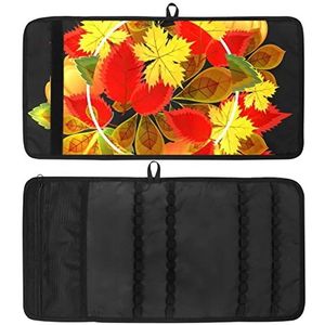 Potlood Wrap, Reizen Tekening Kleurpotlood Roll Organizer voor Artiest, Potloden Pouch Case Herfst Blad Zwart