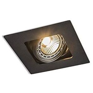 QAZQA - Modern Vierkante inbouwspot zwart draai- en kantelbaar - Artemis | Woonkamer | Slaapkamer | Keuken - Staal Vierkant - GU10 Geschikt voor LED - Max. 1 x 50 Watt