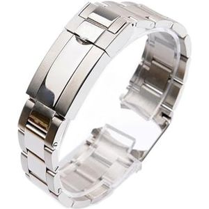 LUGEMA Metalen Horlogebanden Compatibel Met Rolex SUBMARINER DAYTONA Mannen Vouwsluiting Horlogebandje Roestvrij Stalen Horlogeband 20 Mm 21 Mm (Color : Silver, Size : 21mm No Logo)
