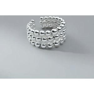 Zilveren blauwe stenen ringen voor vrouwen eenvoudige trendy retro feestgeschenken accessoires verlovingsring sieraden voor vrouwen - resizable-dot ring