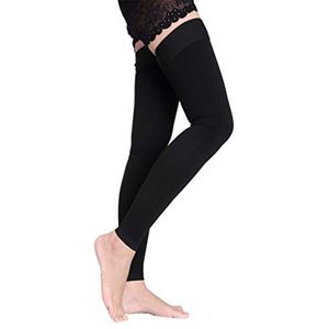 Compressie sokken, Unisex, dij hoge kousen collectie, 15-20mmHg spataderen sokken elastische kousen zwart L 1pair