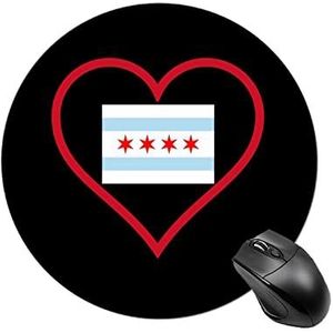 I Love Chicago rood hart ronde antislip muismat grappige bureaumat rubber laptop schrijfmat voor gamer kantoor thuis