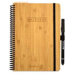 Bambook Agenda - Luxe Bamboe Hardcover - A5-52 Weekoverzichten - Uitwisbare Planner, Herbruikbare Organizer, Duurzaam Whiteboard Takenlijst - Inclusief Gratis Pen & Bambook App