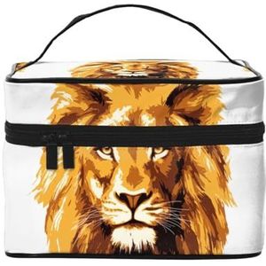 Make-uptas, grote make-uptas, draagbare reistas leer waterdicht voor vrouwen meisjes, illustratie van de leeuwenkoning, zoals afgebeeld, Eén maat