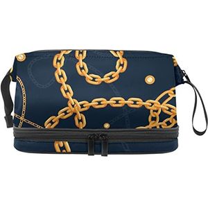 Grote capaciteit reizen cosmetische tas,Make-up tas,Waterdichte make-up tas Organizer, Donkere kleur kettingen, Meerkleurig, 27x15x14 cm/10.6x5.9x5.5 in