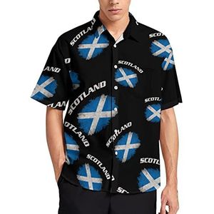 Hawaiiaans overhemd met Schotlandse vlag voor heren, zomer, strand, casual, korte mouwen, button-down shirts met zak