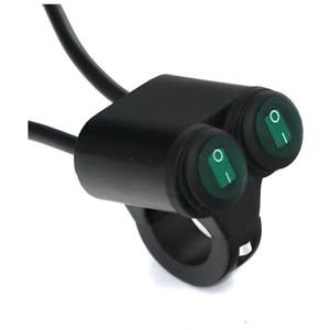 LED Stuurschakelaar Motorfiets Aluminiumlegering Schakelaar 7/8"" Stuur Refit Waterdicht 2 Bedieningsschakelaars Universele Lichtindicator 12V(Green ONOFF)
