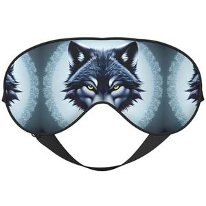 Fierce Wolf Head Unisex Elastische Verstelbare Gesp Ontwerp Verduisterend Slaap Oogmasker voor Thuis Reizen Yoga Kantoor Nap