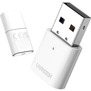 UGREEN Bluetooth 5.0 Adapter USB Bluetooth Dongle voor PC ondersteuning Windows 11/10/8.1/7, Compatibel met PS5/PS4 Pro X Box One S controller, Hoofdtelefoon, Oortelefoon, Luidspreker, enz.(Wit)