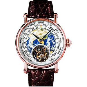 Emaille Aarde Dial Rosegold Echt Seagull ST8000 Tourbillon Beweging Luxe Business Mens Horloge SUEARTHG