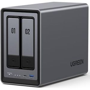 UGREEN NASync DXP2800, 2-bay desktop NAS, Intel N100 Quad-Core CPU, 8 GB DDR5 RAM, 1 * 2,5 GbE, 2 * M.2 NVMe-aansluitingen, 4K HDMI, Network Attached Storage (schijfloos)