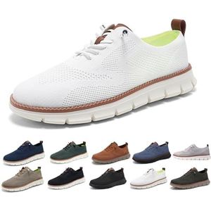Ultracomfortabele orthopedische schoenen, heren casual mode wandelsneakers van mesh met antislipzool, instappers for in de stad(White,48 EU)