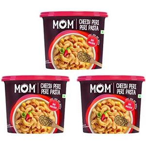 MOM - Meal of the Moment, Cheesy Peri Peri Pasta, Ready to Eat No Added Preservatives Instant Meals 100% Durum Wheat, 74 gm, Pack of 3