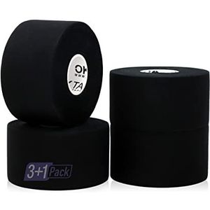 OK TAPE Atletische Sport Tape (4 Rollen) - 3.8cm × 13.7m Zeer Sterke Tape voor Atleten, Sporttrainers en Eerste Hulp Verwondingen, Zwart