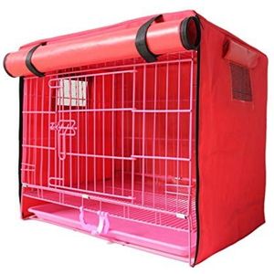 GGoty Stofdichte hondenkrat cover, duurzame winddichte huisdier kennel cover voorzien voor draad krat buitenbescherming (91x58x68cm, roze)