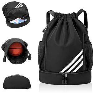 Trekkoord Tassen, Waterdichte Zwemtas Voor Kinderen Volwassenen, Grote Trekkoord Gym Bag, Sport Trekkoord Gym Rugzak, Unisex PE Tas Met Schoen Compartiment, Voetbal Basketbal Rugzak. Zwarte Sporttas,