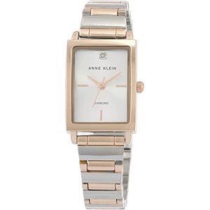 Anne Klein Vrouwen echte diamanten wijzerplaat armband horloge, Zilver/Rose Goud, armband