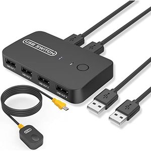 Eppfun - USB-Schakelaar - 2-in-4 Uit - Compatibel met Windows en Mac OS