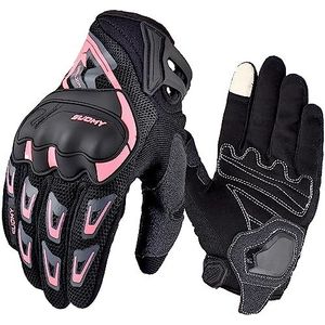 ZHAOYUQI Motorhandschoenen zomer touchscreen motorrijhandschoen volledige vinger mesh ademende motorcross handschoen MTB crosshandschoenen motorhandschoenen motorhandschoenen (kleur: roze, maat: M)