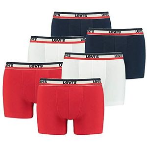 Levis SPRTSWR Logo Boxershort voor heren, verpakking van 6 stuks, wit/blauw/rood., M