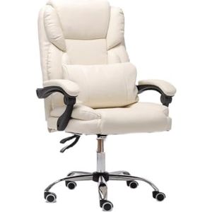 Bureaustoel Bureaustoel Ergonomische Bureaustoel Computerstoel Met Lendensteun Klaparmstoel Rollende Draaistoel Ergonomiczne krzesło biurowe(White)