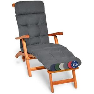 Beautissu Deckchair Kussen Flair DC 200x50x8 cm - Ligstoelkussen Antraciet - Matraskussen voor Hangmatten en tuin-/terrasstoelen
