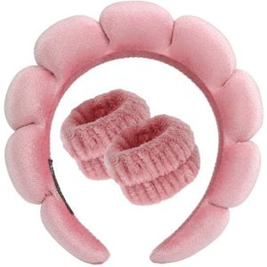DRESHOW Spa Hoofdband voor Wassen Gezicht Polsband Pak Spons Zachte Badstof Make-up Huidverzorging Anti-slip Hoofdband voor Vrouwen Eén Maat