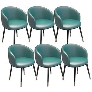 Moderne eetkamerstoelen set van 6, lichte luxe restaurant rugleuning stoel, PU lederen zitting met U-vormige rugleuning metalen poten