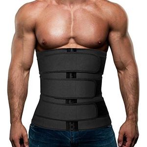 Hidyliu Heren Workout Taille Trainer Neopreen Korset Sauna Zweet Trimmer Cincher Afslanken Buik met Riemen, Zwarte Taille Trainer Riem, XL