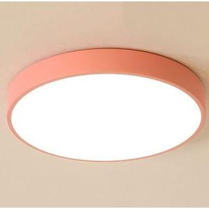 LONGDU Scandinavische moderne LED-plafondlamp rond dimbare plafondlamp inbouw plafondlamp for slaapkamer kantoor trap hotel woonkamer keuken(Color:Pink,Size:30CM)